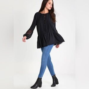 Free People Soul Serene Black Boho Top Small